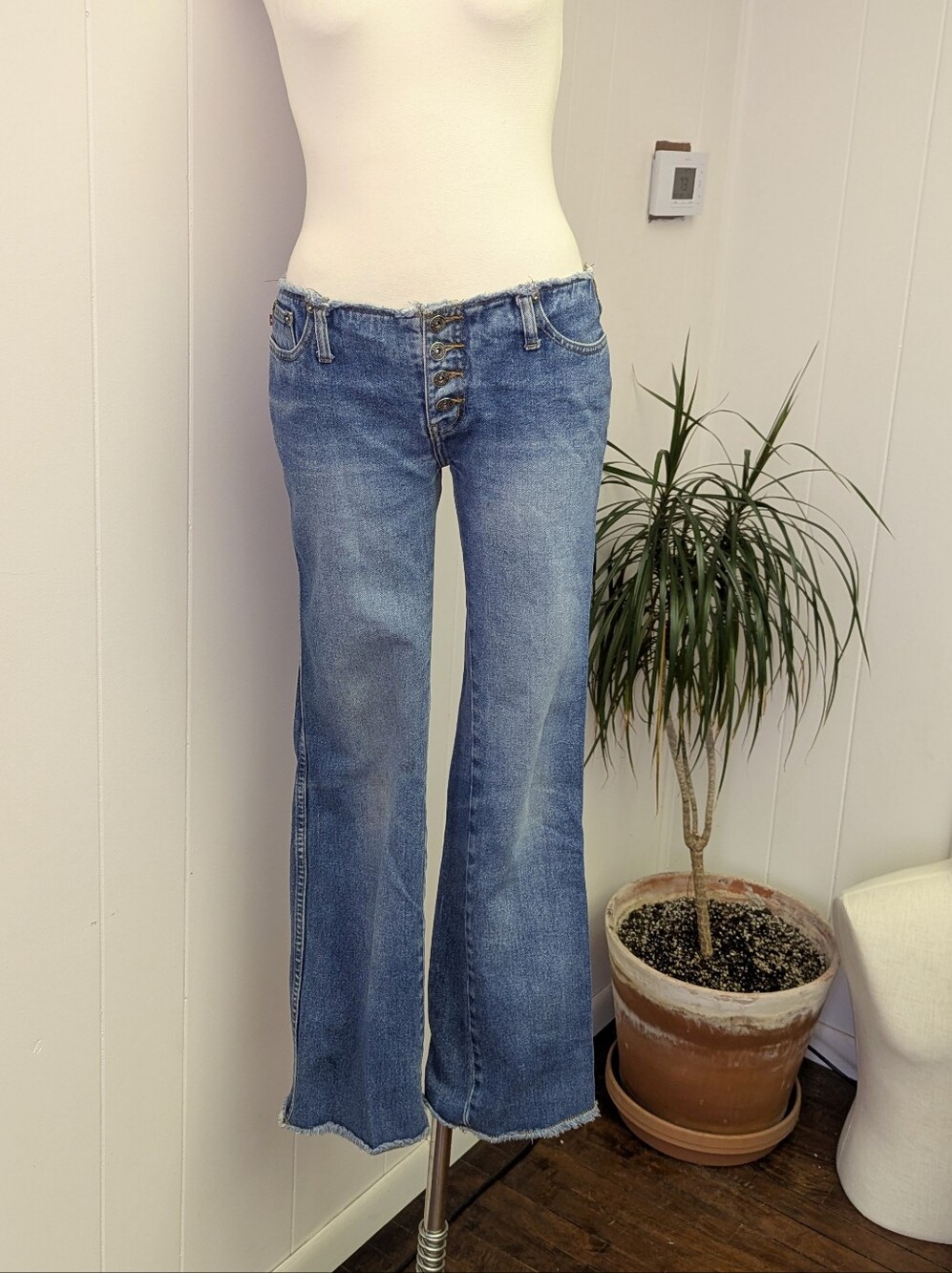 Vintage Y2K Zana Di Low Rise Raw Hem Waistband Bootcut Jeans Size S